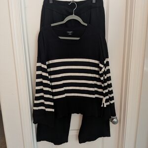 kate spade Black and Cream Striped Long-Sleeve Top